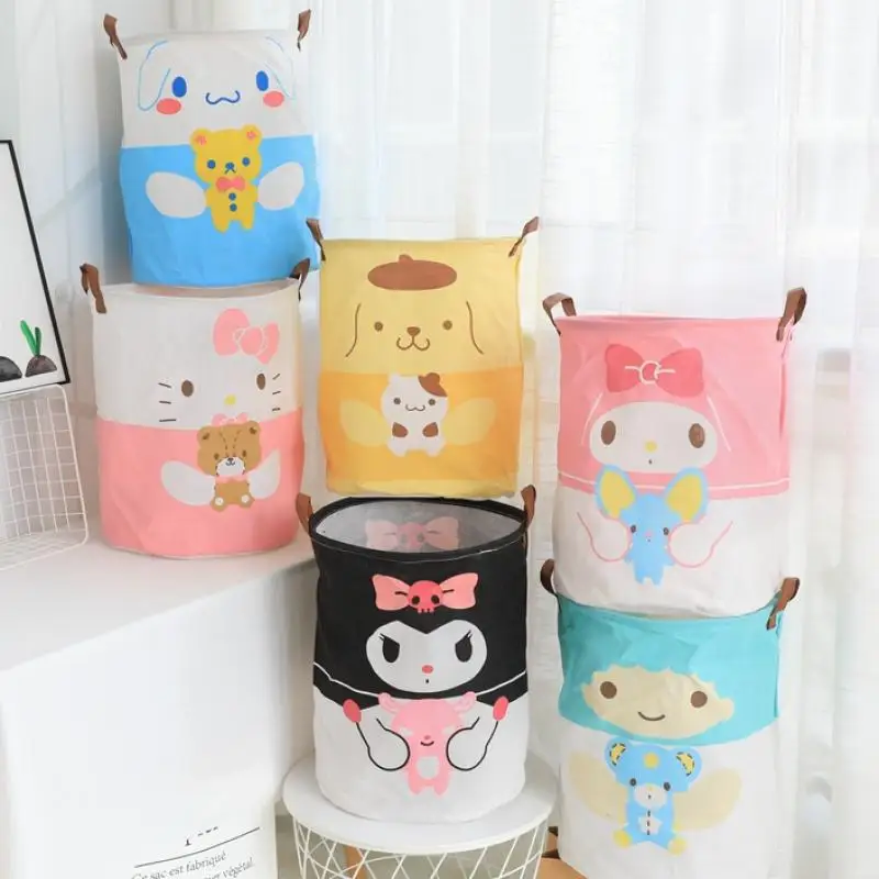 Ведро для хранения Kawaii Sanrios Hellokittys Mymelody Kuromi мультяшный милый водонепроницаемый