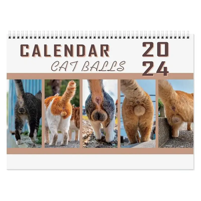 2024 Wall Calendar Dog Pooping Funny Pooches Calendar Glossy Wall Calendar Gift for Friends Family Neighbors Coworkers Relatives