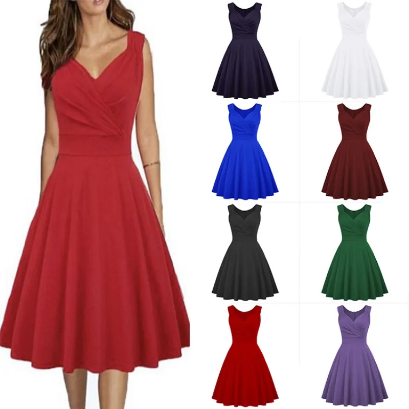 

2023 retro Hepburn cocktail light dress hot plus size dress
