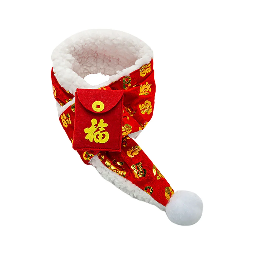 

Scarf Pet New Year Cat Dog Chinese Necktie Plush Bandana Holiday Puppies Decorative Happy Fu Accessories Suit Puppy Warm Winter