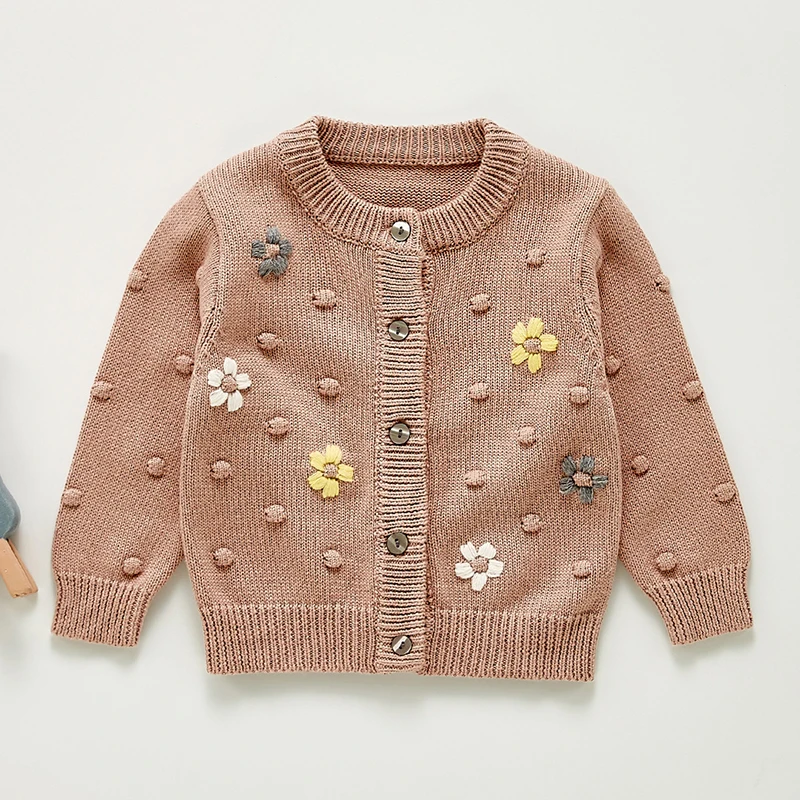 

Infant Baby Girl Knitting Cardigan Floral Embroidery Toddler Baby Girls Sweater Coat Autumn Spring Baby Girl Clothing