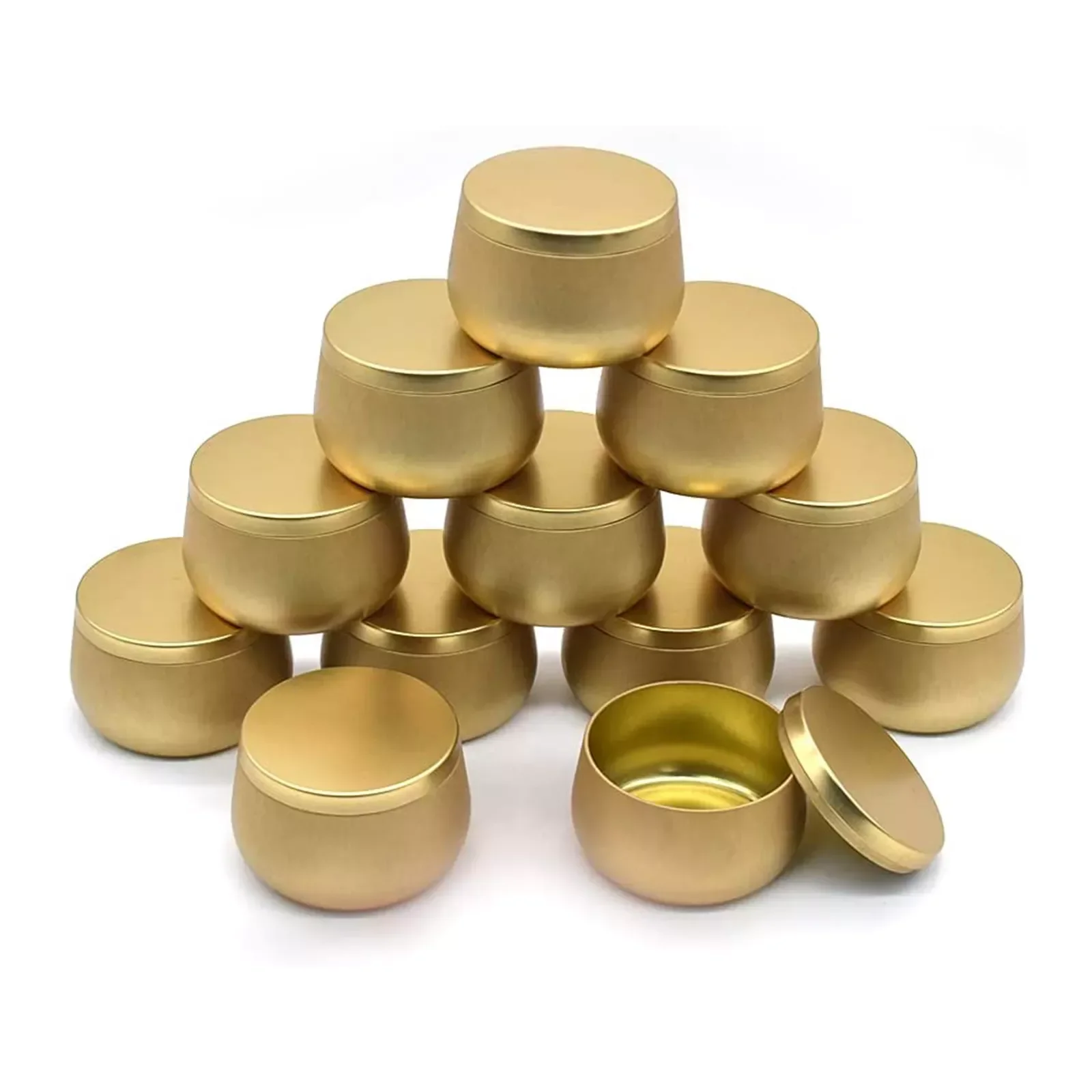 

12pcs/lot Candle Making Tinplate Empty Storage Jars with Lids Cosmetic Pot Tea Box Candy Containers Gold , black