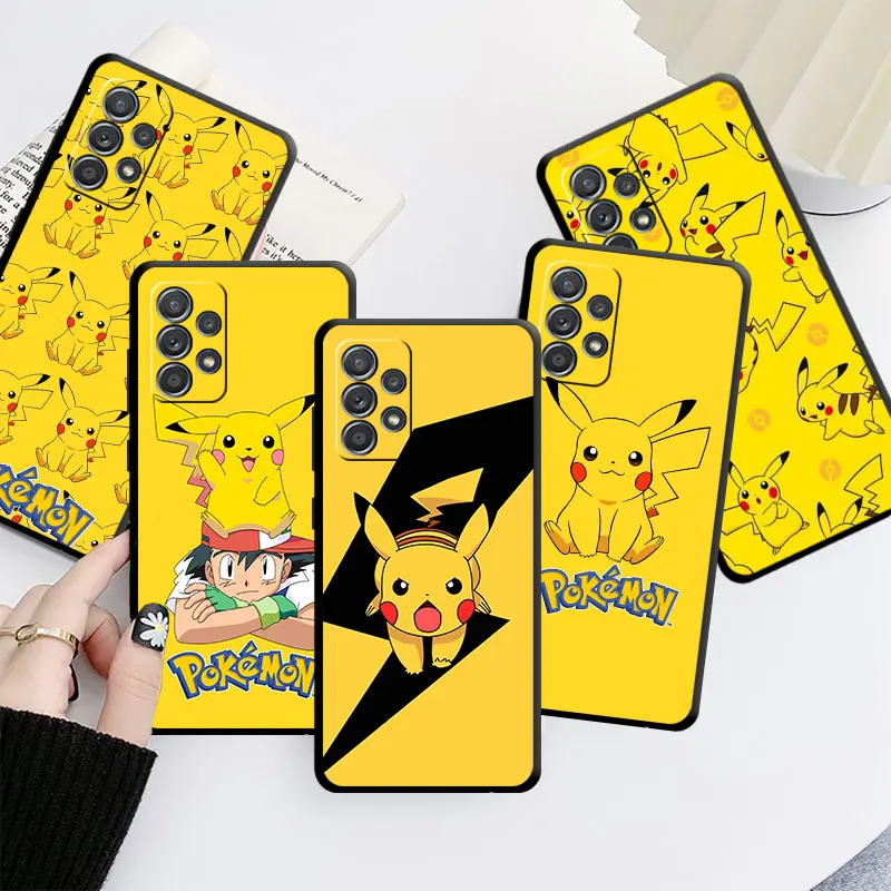 

Pikachu Cute Case For Samsung Galaxy A52 A53 A12 A13 A32 A71 A33 A13 A51 A23 A32 A31 A22 A03 A02s Black Soft Phone Fundas