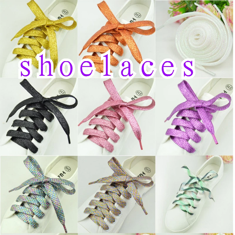 

шнурки для обуви кроссовки шнурки эластичные широкие шнурки толстые Плоские разноцветные шнурки для обуви, золотистые, серебристые, шелков...