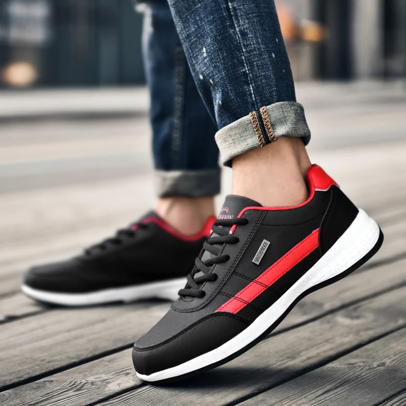 Brand Leather Men Shoes Sneakers Trend Casual Shoes Italian Breathable Leisure Male Sneakers Non-slip Footwear Men Running Shoes