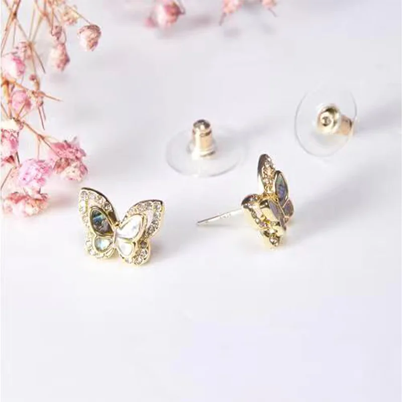Креативные новые серьги-гвоздики в форме бабочки из нержавеющей стали и меди с