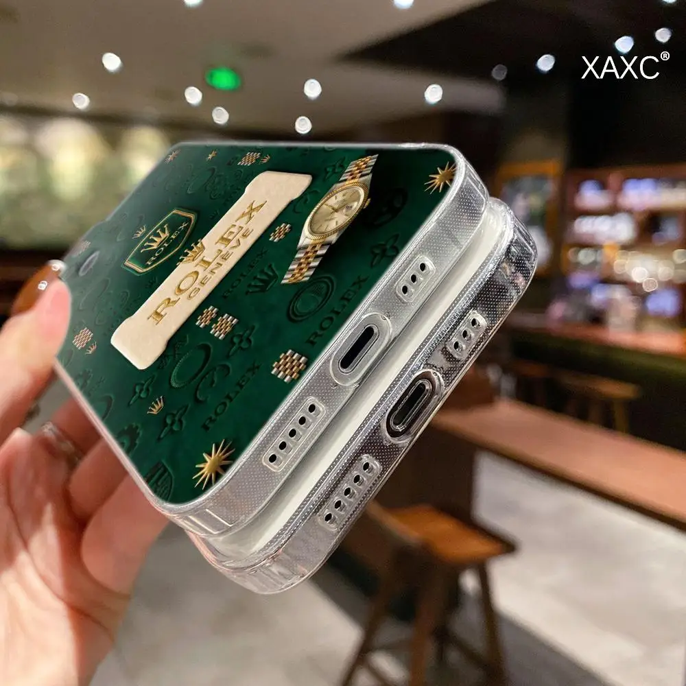 Фото Чехол R-Rolex для iPhone 17 Air 16 15 14 Plus 13 12 11 Pro Max 16e, противоударный, прозрачный, HD-качество №5