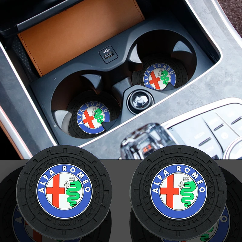 

Car Coaster Water Cup Bottle Holder Mat Anti-Slip Pad For Alfa Romeo 159 147 156 166 Giulietta Giulia Mito Stelvio Brera Spider