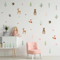 6pcs nordic cartoon diy wall stickers animals forest pvc wall decals for baby bedroom kids room decoration home decor wallpapers