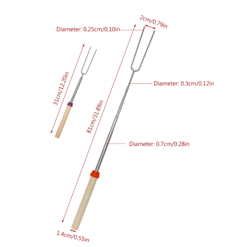 Палочка для обжарки зефира телескопическая вилка Smores длинный шампур из