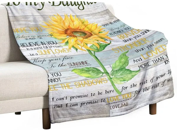 

Sunflower Throw Blanket, Mom and Dad Gift for Daughter, Birthday, Christmas, Thanksgiving Gift for Daughter, Super Soft Blanket