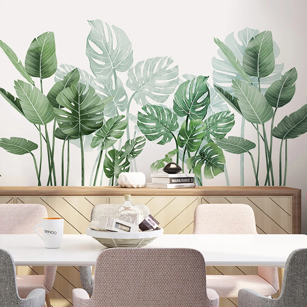 

Green Plant Wall Sticker Tropical Leaves Modern Art Vinyl Wall Decal Bedroom Home Office Living Room Decoration Wall Stickers