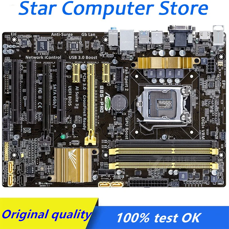

For Intel B85 For ASUS B85-PRO Computer USB3.0 SATA3 Motherboard LGA 1150 DDR3 B85 B85M Desktop Mainboard Used