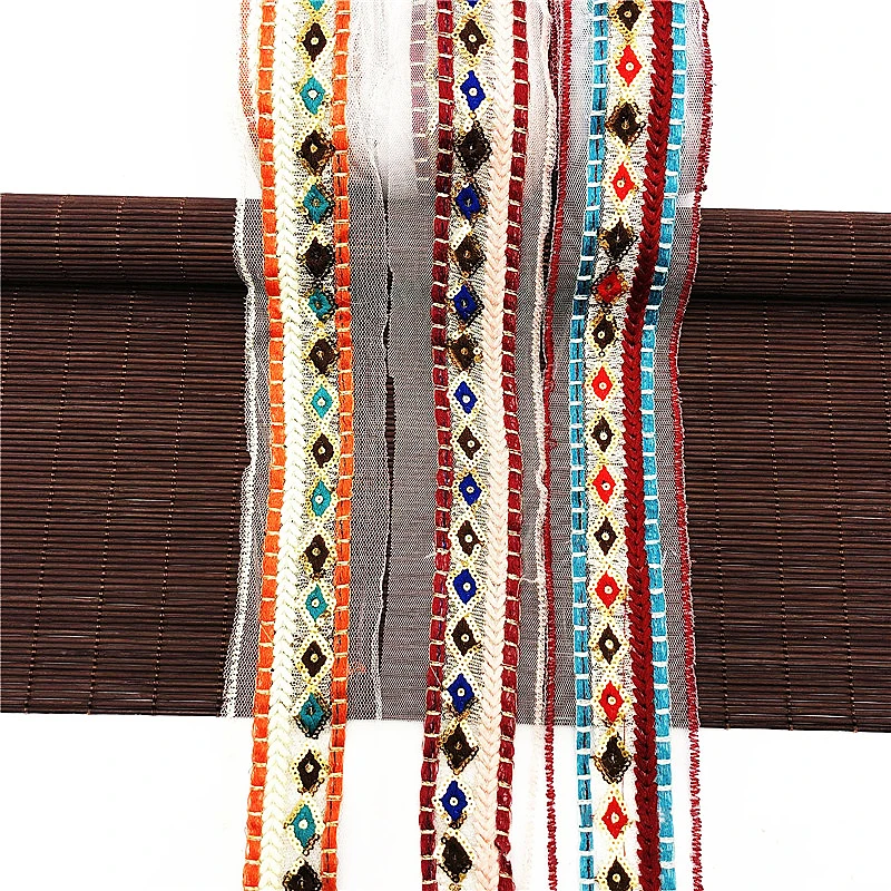 6 см Широкий Этнический Стиль Алмазная вышивка блестки кружево ручной работы