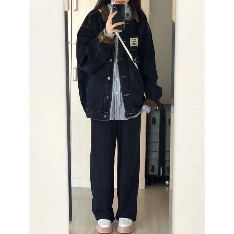 Джинсовая куртка из Гонконга в стиле ретро для мужчин и женщин на весну осень