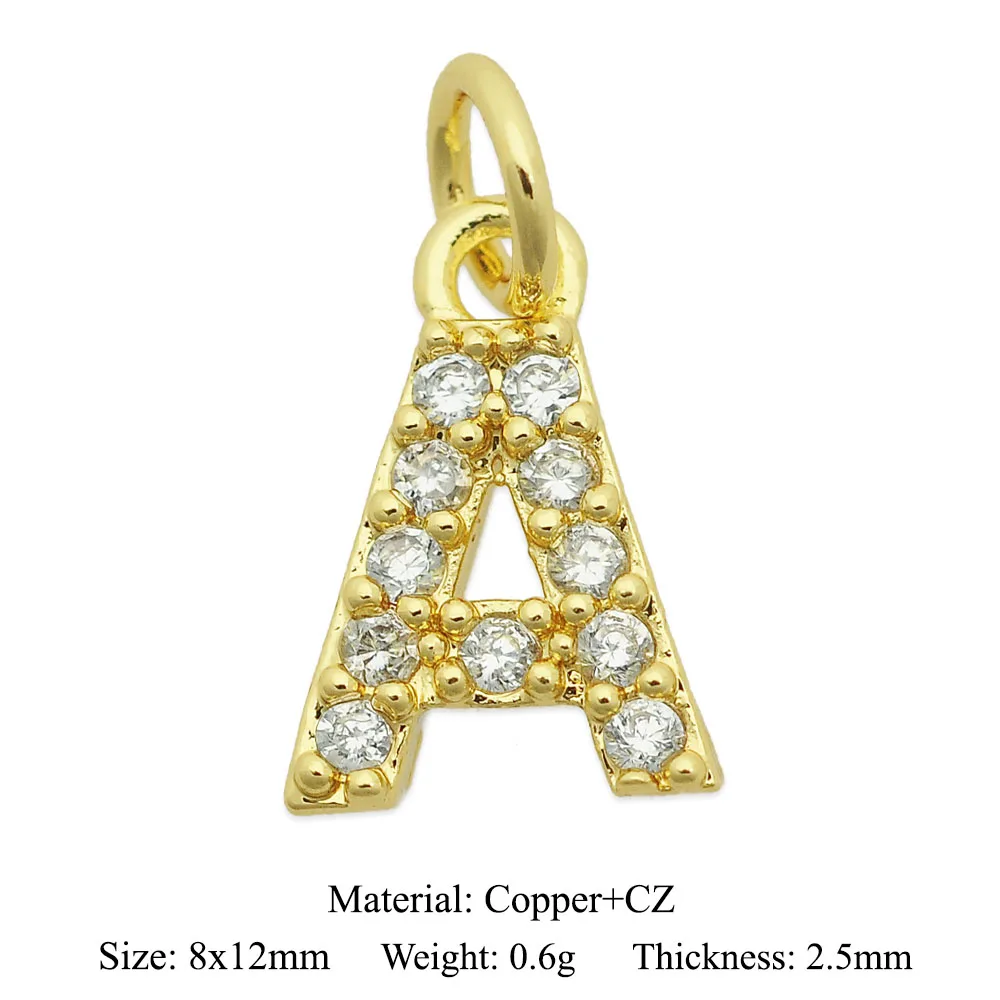 

26pcs/Lot Gold Color From A-Z Alphabet DIY Charms Pendant Micro Pave Zircon Initials Letters Jewelry Findings