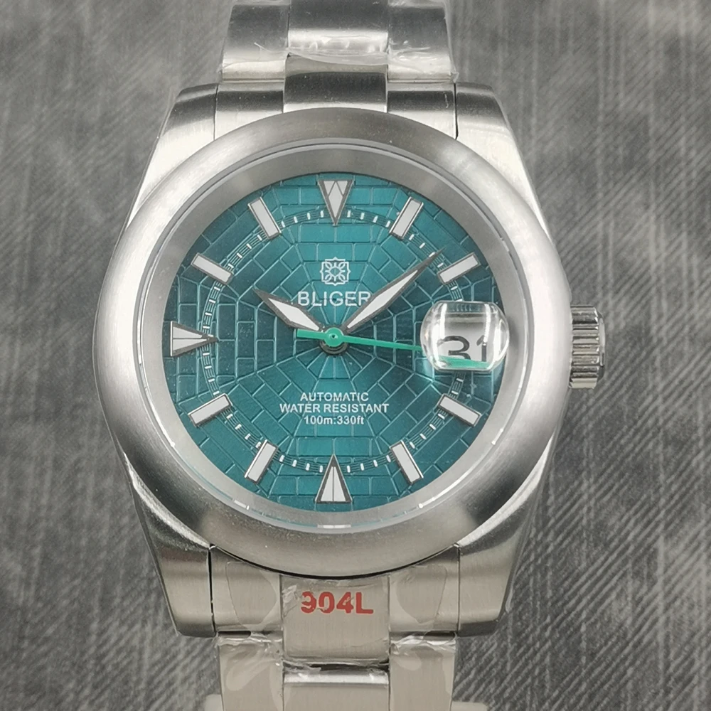 

Мужские механические часы с зеленым циферблатом, 39 мм