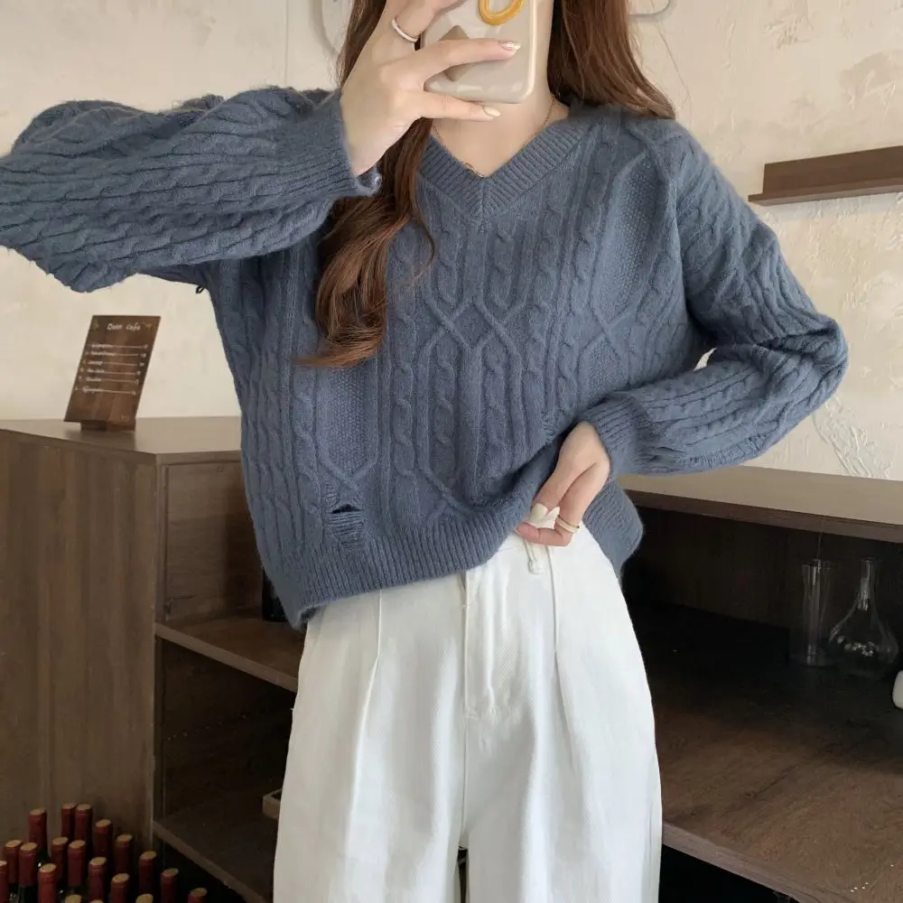 

Укороченный кардиган в стиле Харадзюку, женский модный осенне-зимний свитер с круглым вырезом, повседневные корейские универсальные топы, ...