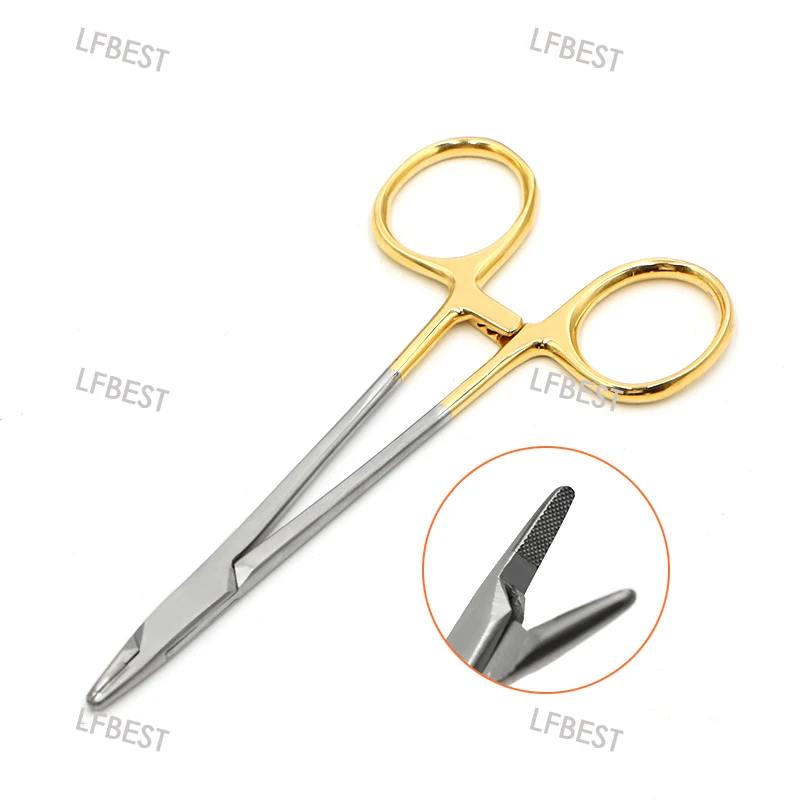 Tiangong Gold Handle Needle Holder Beauty Plastic Insert Suture Needle Holder Stainless Steel Double Eyelid Surgery Tool