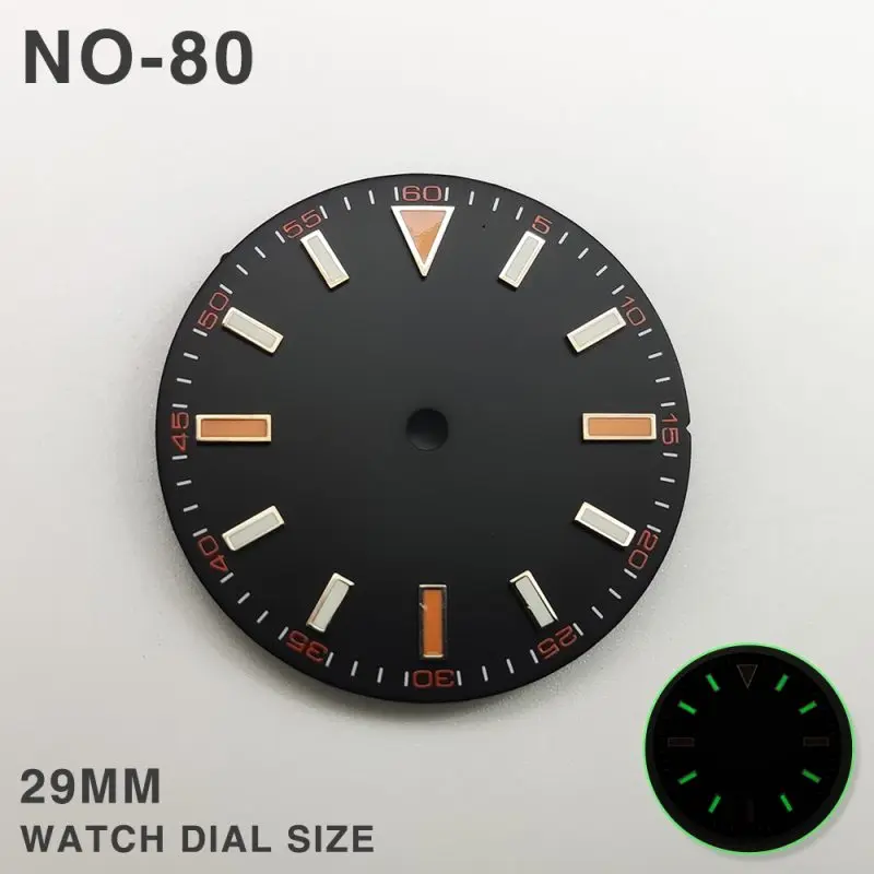 Mod 29MM 369 60Minute Green Luminous Sterile Watch Dial Date Window Literally Fits for 2813 8215 8200 Men's Automatic Movement