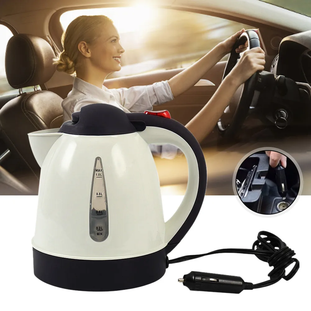 

1000ml Car Electric Kettle Road Trip Travel Cigarette Lighter DC12V/24V Heated Water Tea Coffee Kettle Auto Shut Off