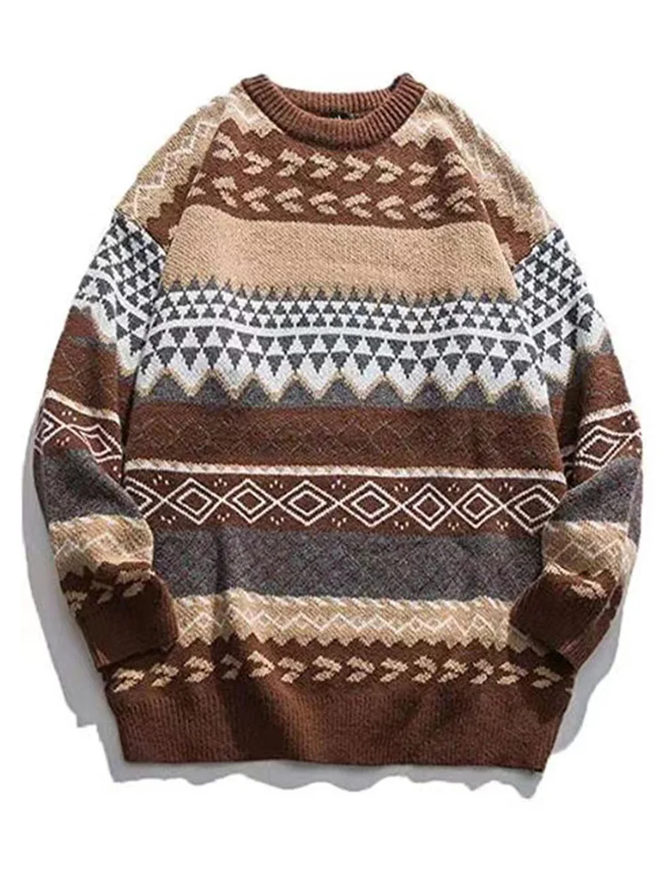 

Striped Knitted Sweater Women Vintage Pullover Sweater Casual Fashion Feamle Jumper Loose Unisex Knit Streetwear