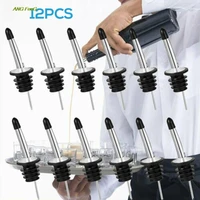 12pcs bottle pourer liquor pourer dosing device pourer set of 12 stainless steel blacksilver barware bar tools accessories