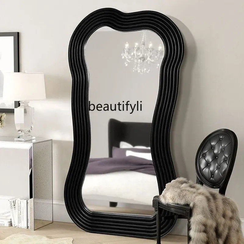

yj Special-Shaped Creative Full-Length Mirror Home Nordic Wave Mirror Full-Length Mirror Floor Mirror