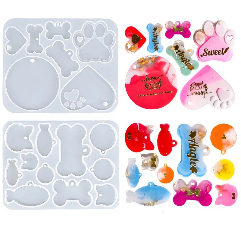 

Dog Tag Bone Shaped Keychain Mold DIY Pendant Resin Mold Crystal Epoxy Silicone Mold Craft Jewelry Making Tool Casting Mould