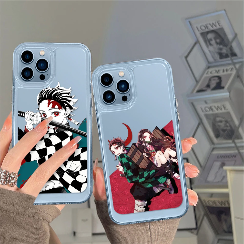 

Kimetsu No Yaiba Clear Phone Case for iPhone 14 13 12 11 Pro Max Mini XS XR X Shell Back Cover for iPhone14promax Coque Fundas