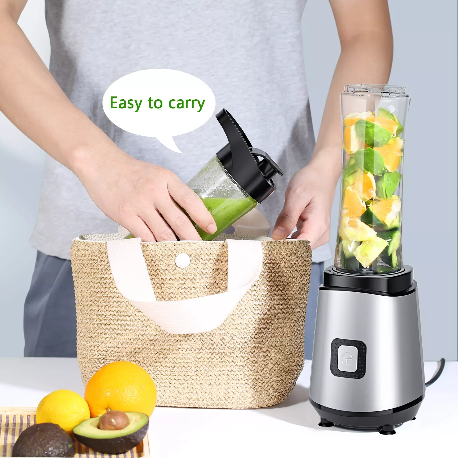 

400W Juice Maker Portable Blender for Shakes and Smoothies with 2 Travel Bottles Portable Mini Blender