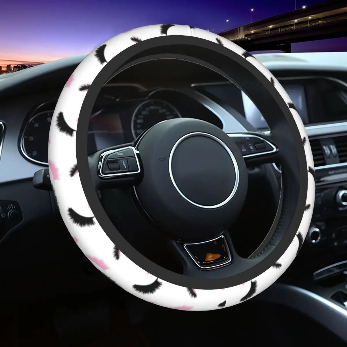 

38cm Steering Wheel Covers Eyelash Lashes Pattern Elastic Beautiful Eyes Auto Decoration Colorful Car Accessories