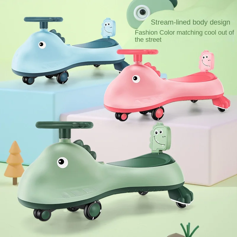 Купи Cycling City Children's Twist Car Anti-rollover Universal Wheel Scooter Children's Small Dinosaur Toy Car With Music Swing Yo за 1,201 рублей в магазине AliExpress