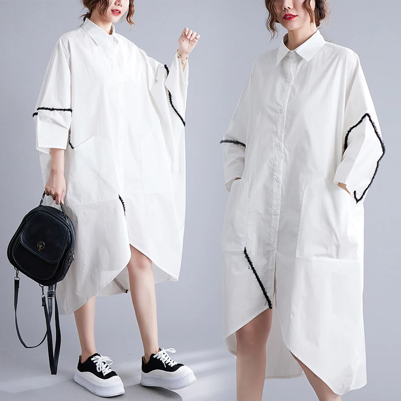 Tannt женское платье асимметрия длинные белые платья-рубашки для женщин 2025 новые