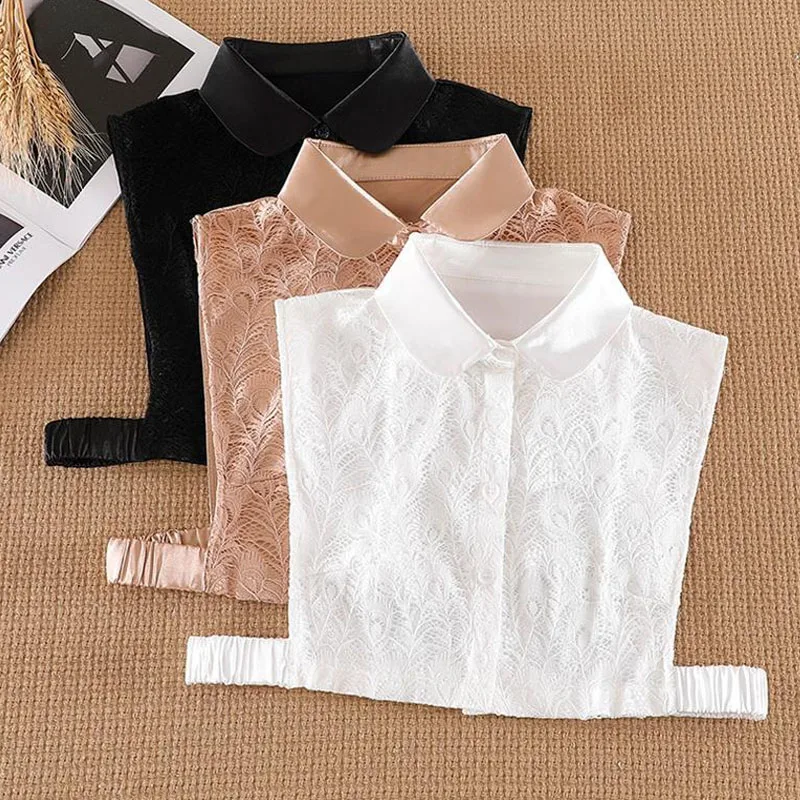 Элегантный отворот искусственная женская рубашка ложный воротник белый съемный