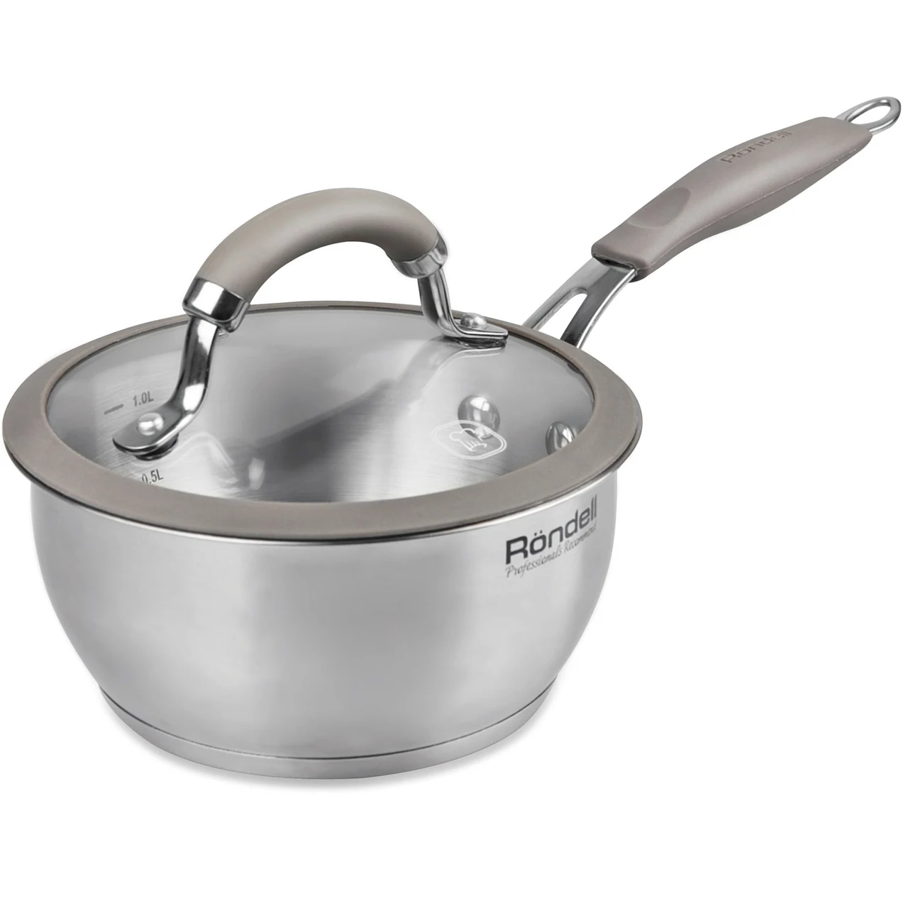 Ковш с крышкой Rondell Balance RDS-752 (Диаметр 16 см объем 1.4 л нержавеющая сталь внутренние