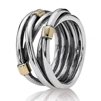 original moments eternity entwined silver gold rope bands ring for women 925 sterling silver wedding gift pandora jewelry
