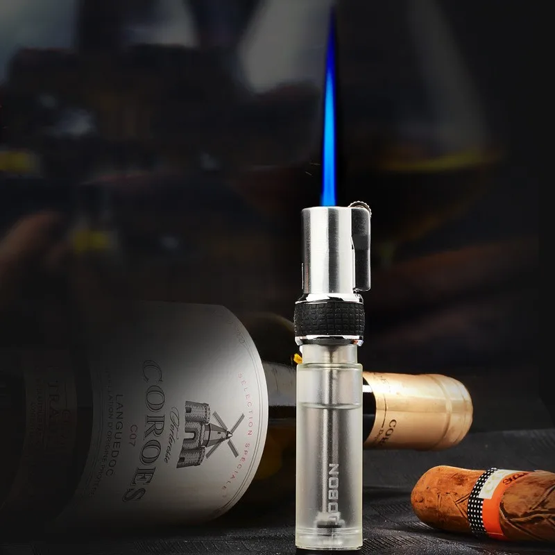 

JOBON Blue Flame Butane Gas Lighter Transparent Visible Fuselage Wheel Adjustable Fire Windproof Jet Flame Turbine Lighter