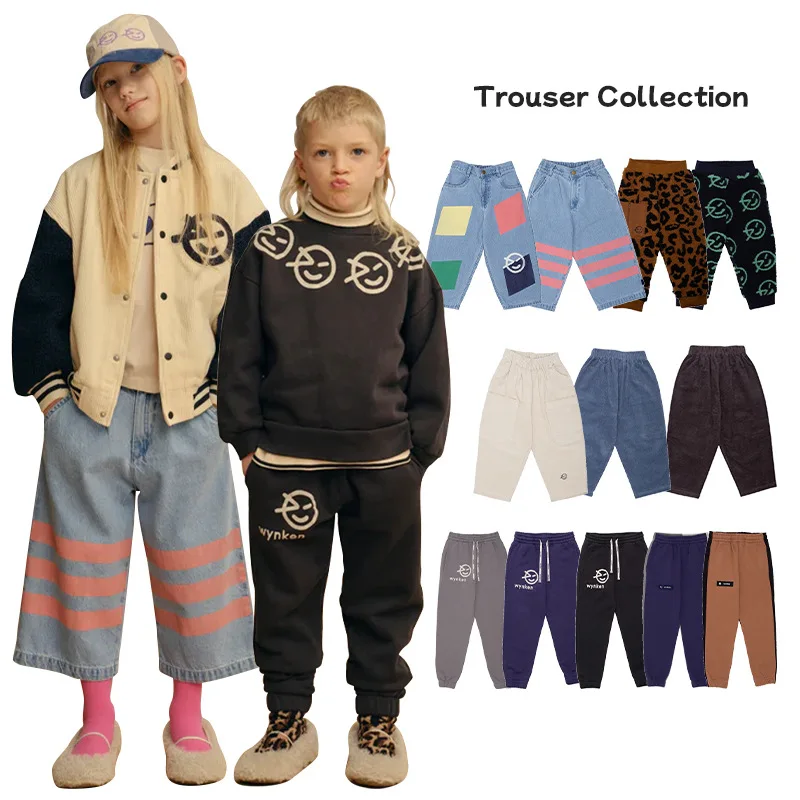 

Children's Trousers 2023 Autumn And Winter Fashion Boys Wide-legged Trousers Cotton Cute Warm Girls Jeans Children's Clothing