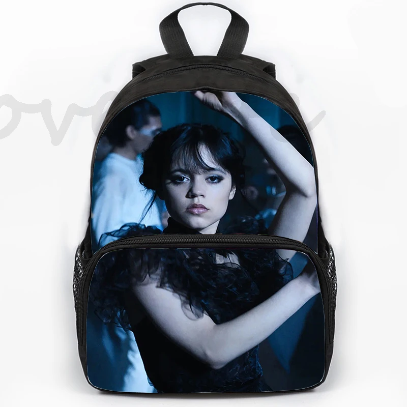 

16 Inch Wednesday Addams Backpack Primary / Middle School Students Bookbag Movies Addams Family Print Schoolbag Laptop Backpacks