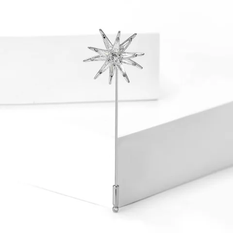 Броши со звездами из циркона для женщин, длинные булавки для игл, модные украшения, костюм, рубашка, воротник, значок, аксессуары