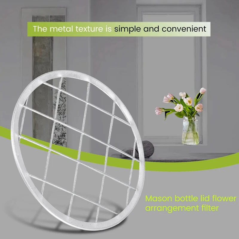 30 Pieces Flower Jar Lid Floral Frog Vase Insert Canning With Square Grids 70Mm