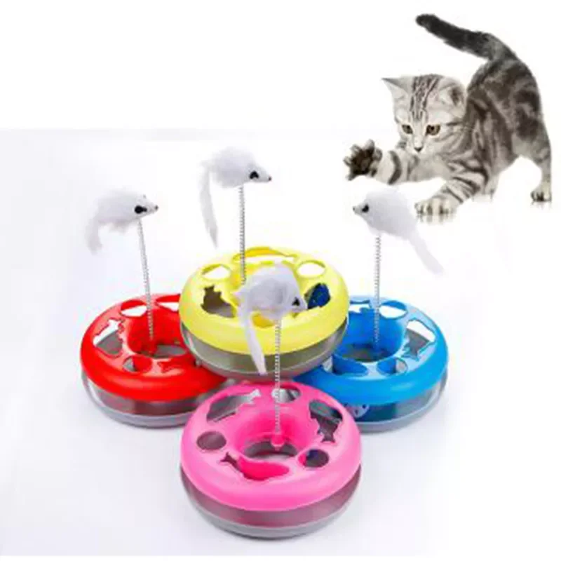 

Hot Creative New Multiple Color Cat Toys Spring Mice Crazy Amusement Disk Multifunctional Disk Play Activity Pet Funny Toys