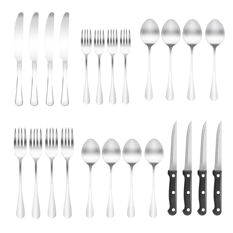 

Silverware Set Stain Finish Kitchen Utensil Tableware Set,Spoons Forks Knives For Home Hotel