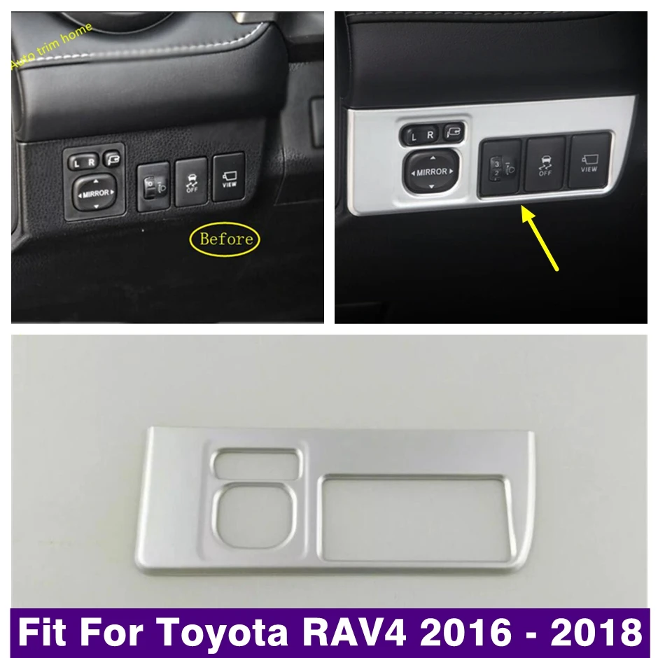 

Accessories Head Lightlamp Lights Switch Button Decor Control Panel Cover Trim For Toyota RAV4 RAV 4 Hybrid 2016 - 2018 Matte