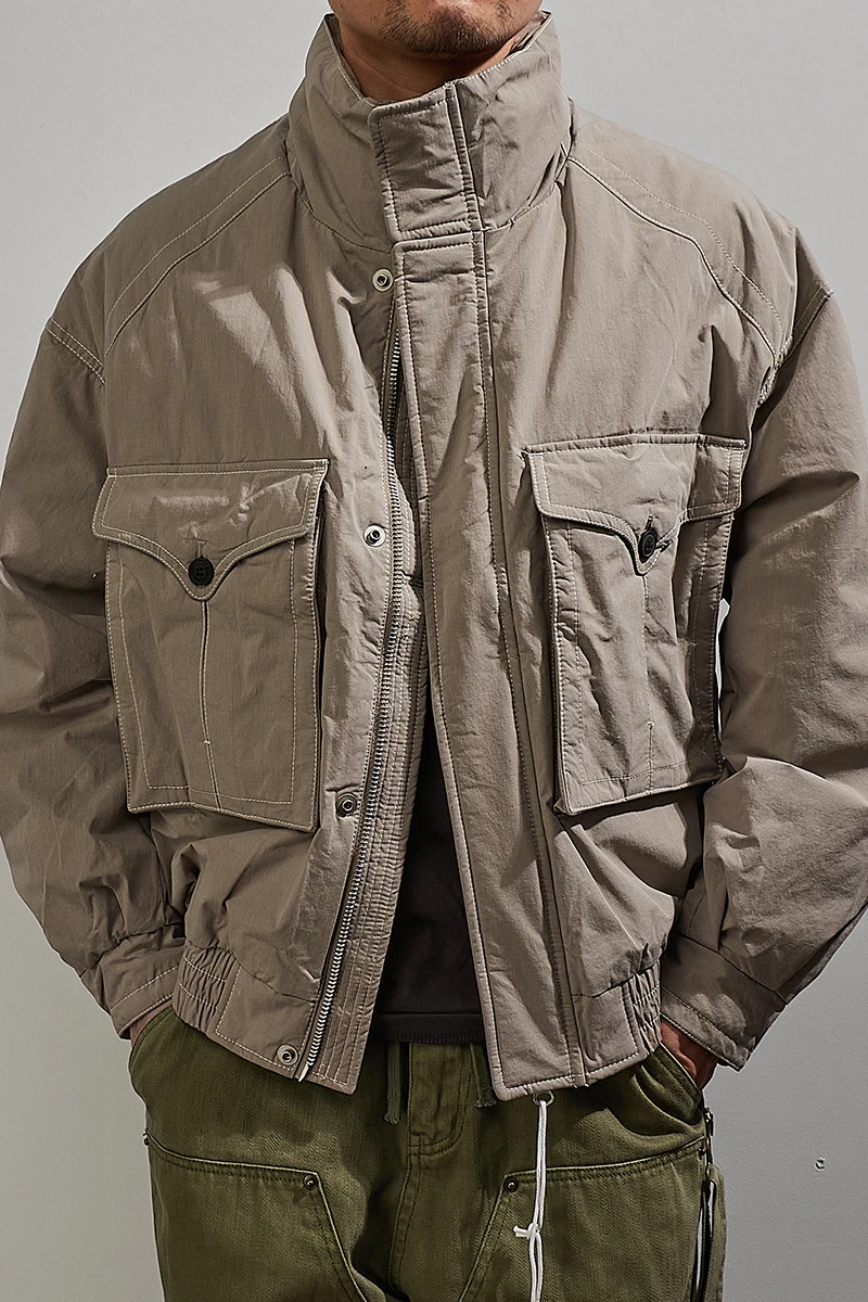 Men's stand-collar jacket down jacket American casual winter warm padded shorts frock coat