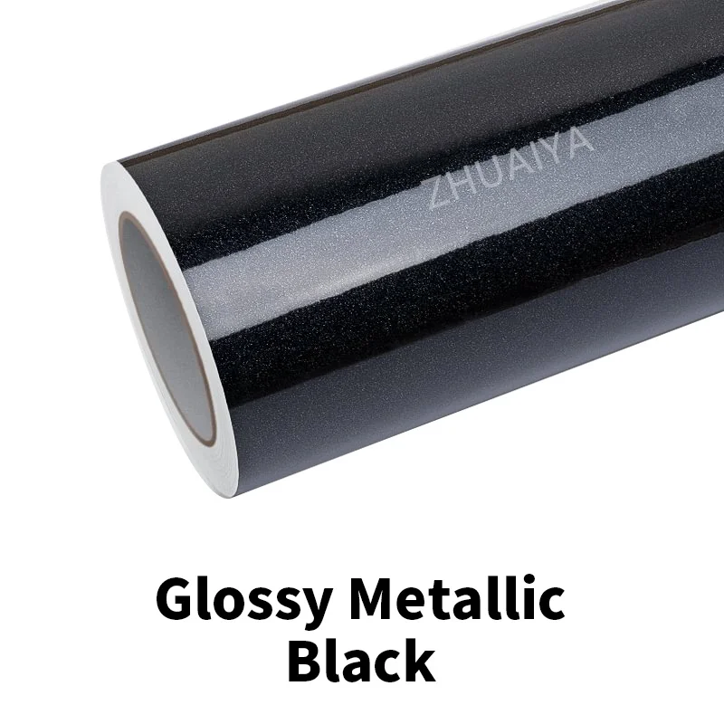 

ZHUAIYA Gloss Metallic Black Vinyl Wrap film wrapping film bright 152*18m roll quality Warranty covering film voiture