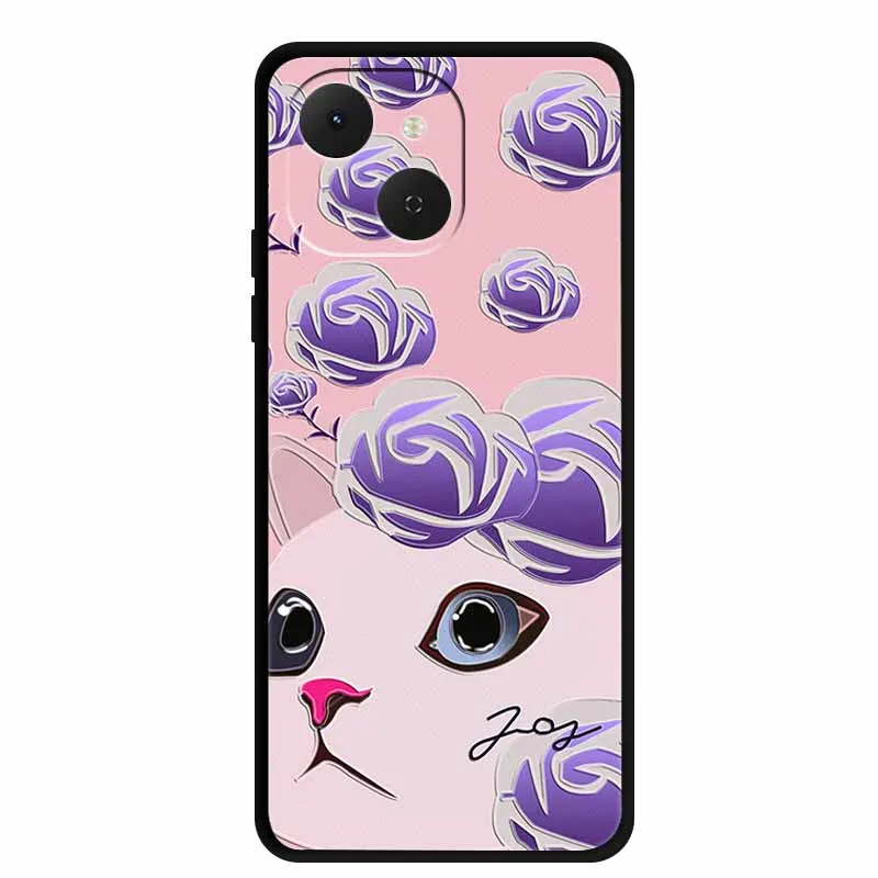 Фото Чехол для телефона Tecno Spark 40C POP 10 Pro 4G, черный, 3D-рельефный, с цветочным узором, мягкий силиконовый чехол-накладка, защитная задняя крышка №5