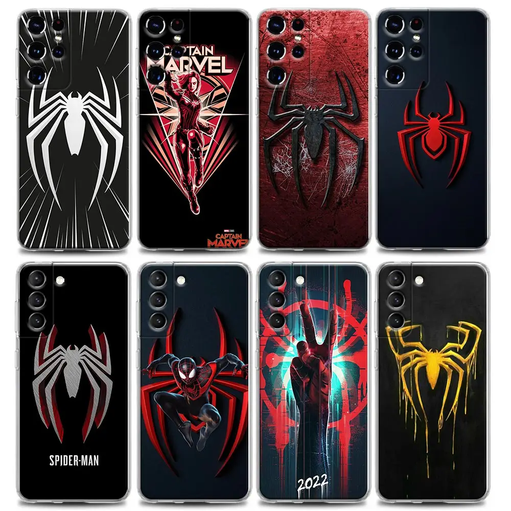 

Чехол для телефона Samsung S9, S10, S10e, S20, S21, S22 Plus Lite, Ultra FE, 4G, Стандартный силиконовый чехол, чехол с логотипом Marvel, аниме Человек-паук, Marvel
