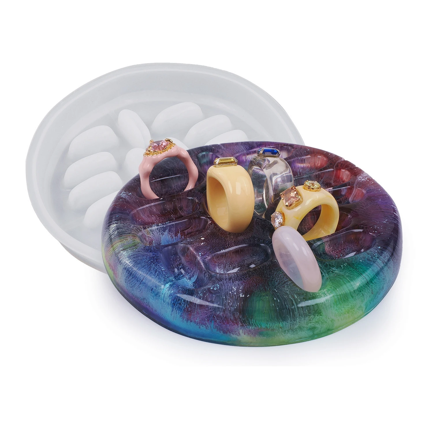 DIY кристаллическая эпоксидная силиконовая форма круглая кольцевая держатель